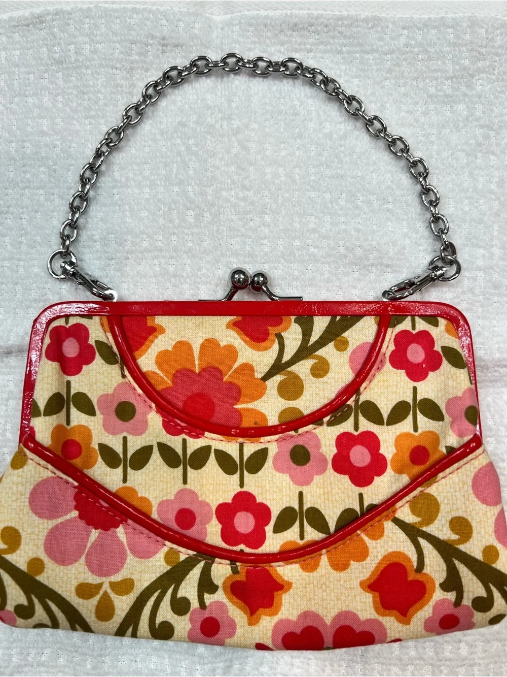 Vtg Vera Bradley Coin Purse Handbag Clutch Wallet Removable Chain Handle